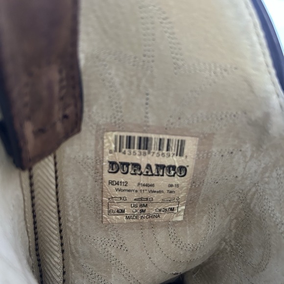 DURANGO Women's 8M Brown Leather 11" Mid Calf Western Cowboy Boots RD4112 - Picture 6 of 6